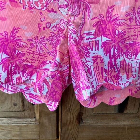 Lilly Pulitzer 0 Shorts Pink Tropical The Buttercup Shorty Scallop Rule Breakers - Picture 4 of 12